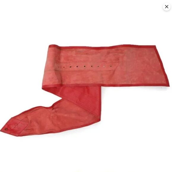 Vintage 80s Wide Red Leather Wrap Belt High Waist Corset Cinch Statement Gems - Picture 6 of 16